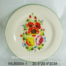 Ceramic plate w/ flower decal printing